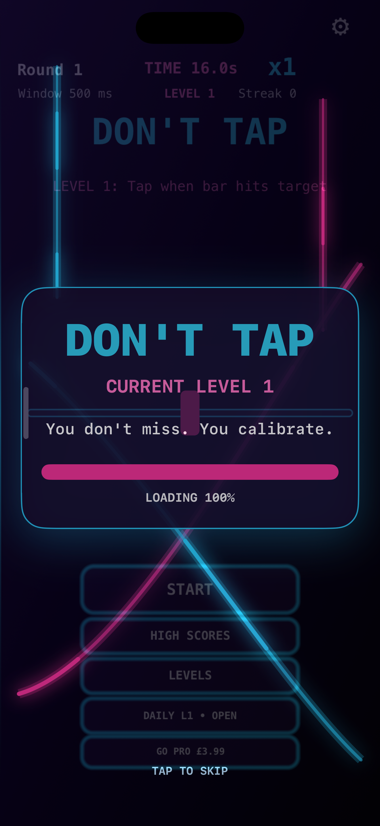 Don't Tap summary screen