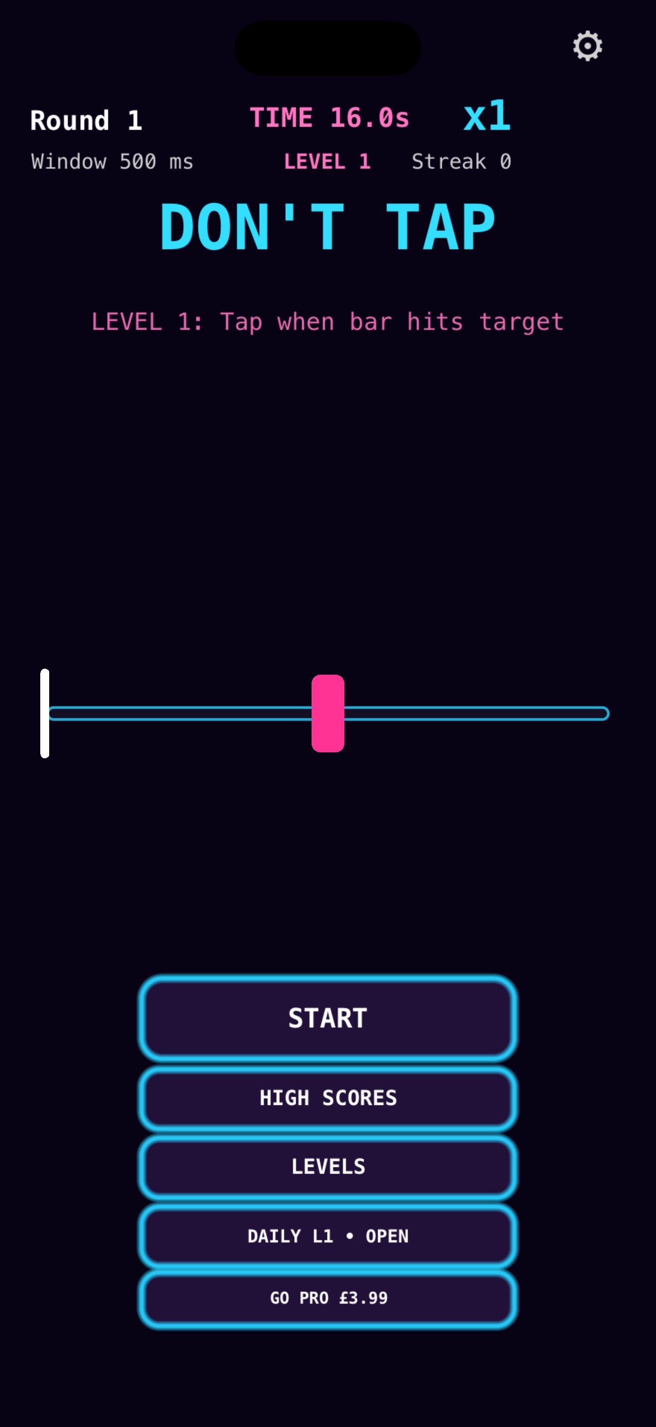 Don't Tap main screen