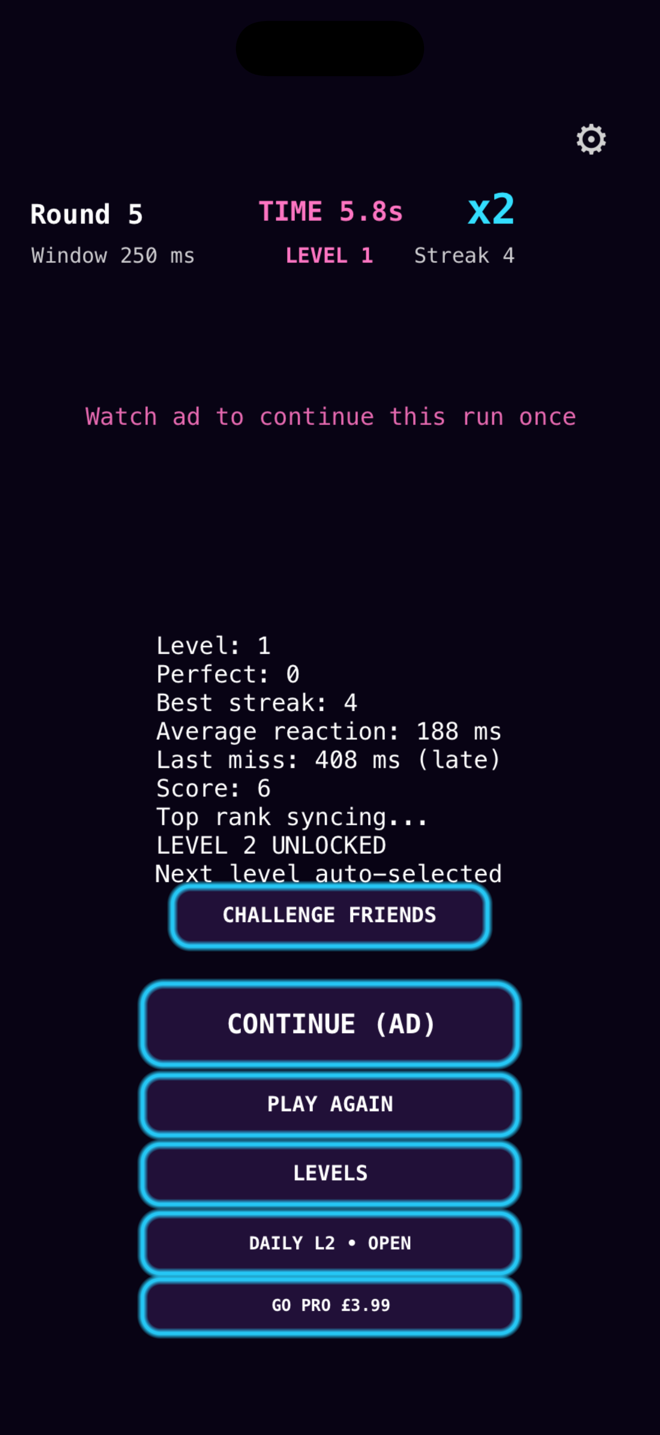 Don't Tap run start screen